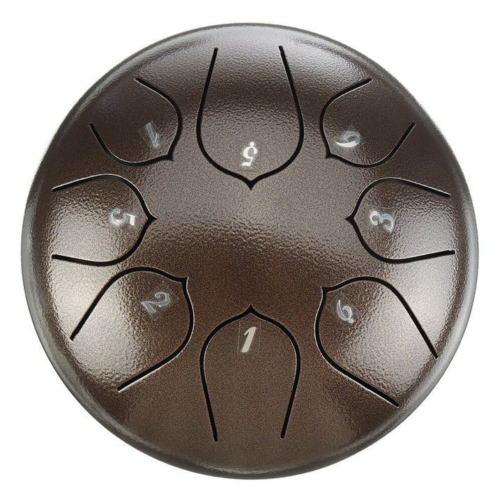 6 Inch 8 Notes G Tune Steel Tongue Drum Handpan Instrument with Drum Mallets and Bag Image 1