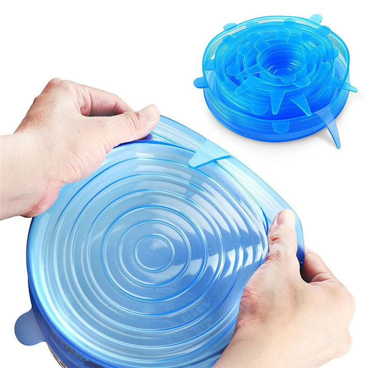 6Pcs / Set Silicone Wrap Stretch Universal Lid Camping Kitchen Vacuum Seal Suction Food Wrap Covers Image 2