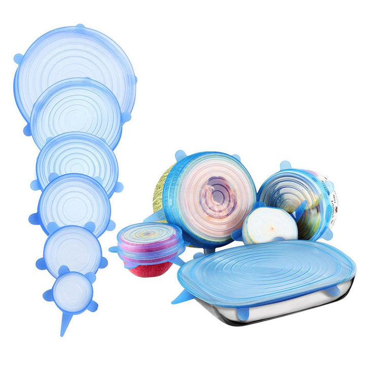 6Pcs / Set Silicone Wrap Stretch Universal Lid Camping Kitchen Vacuum Seal Suction Food Wrap Covers Image 3