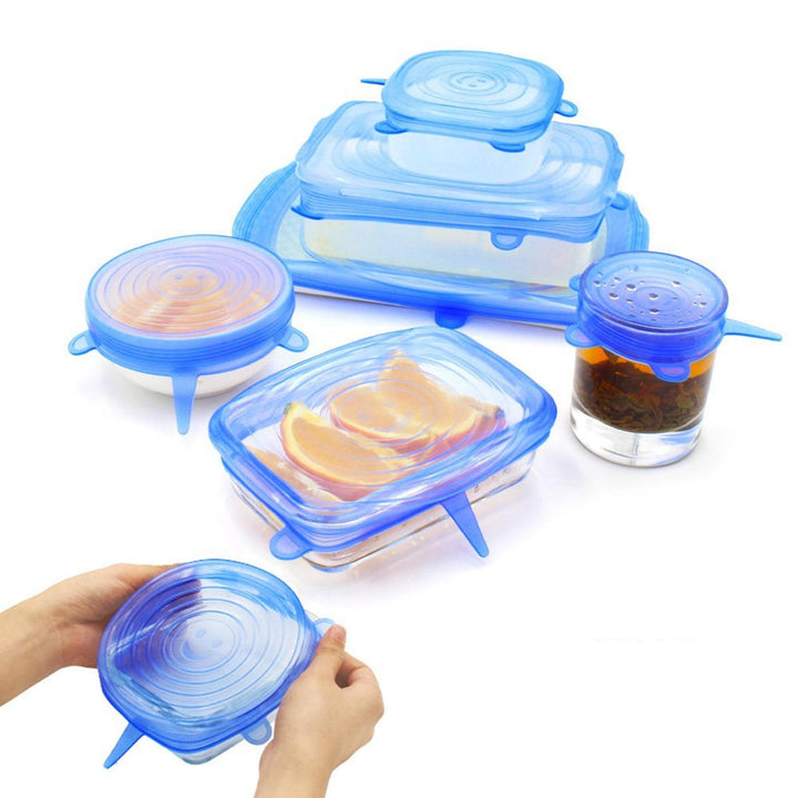 6Pcs / Set Silicone Wrap Stretch Universal Lid Camping Kitchen Vacuum Seal Suction Food Wrap Covers Image 4