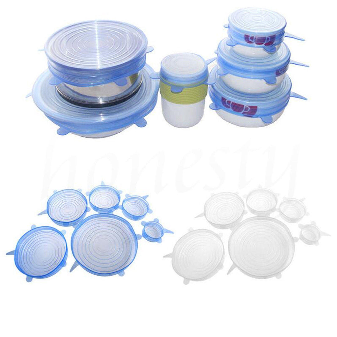 6Pcs / Set Silicone Wrap Stretch Universal Lid Camping Kitchen Vacuum Seal Suction Food Wrap Covers Image 4
