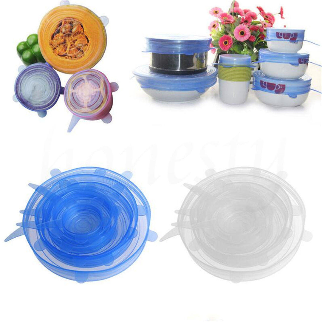 6Pcs / Set Silicone Wrap Stretch Universal Lid Camping Kitchen Vacuum Seal Suction Food Wrap Covers Image 6