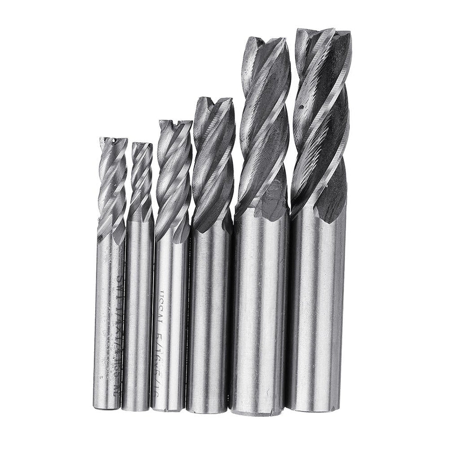 6pcs 3/16-1/2 Inch Imperial Milling Cutter 4 Flutes Spiral CNC End Mill Image 1