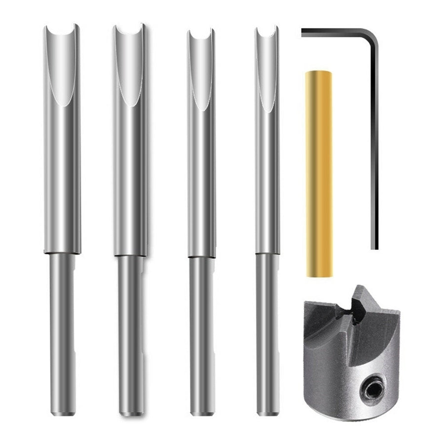 6pcs 4 Flute Pen Barrel Mill Trimmer Set Woodworking Pen Barrel Trimming System with Cutting Head Sleeve Image 1
