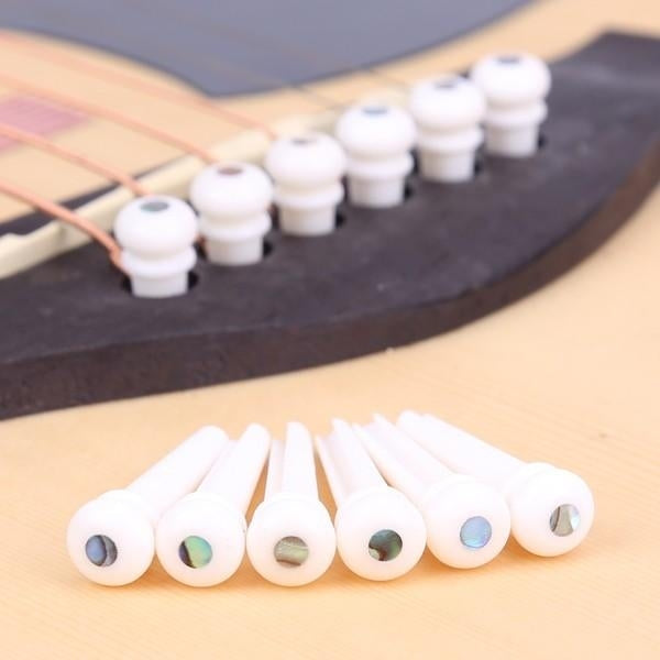 6pcs Cattle Bone Guitar Parts Endpin with Abalone Dot Bridge End Pins for Acoustic Guitar Image 2
