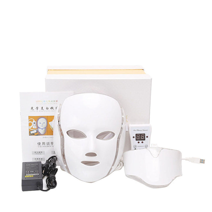 7 Color LED Light Photon Face Mask Neck Rejuvenation Skin Facial Therapy Wrinkle Mask Image 3