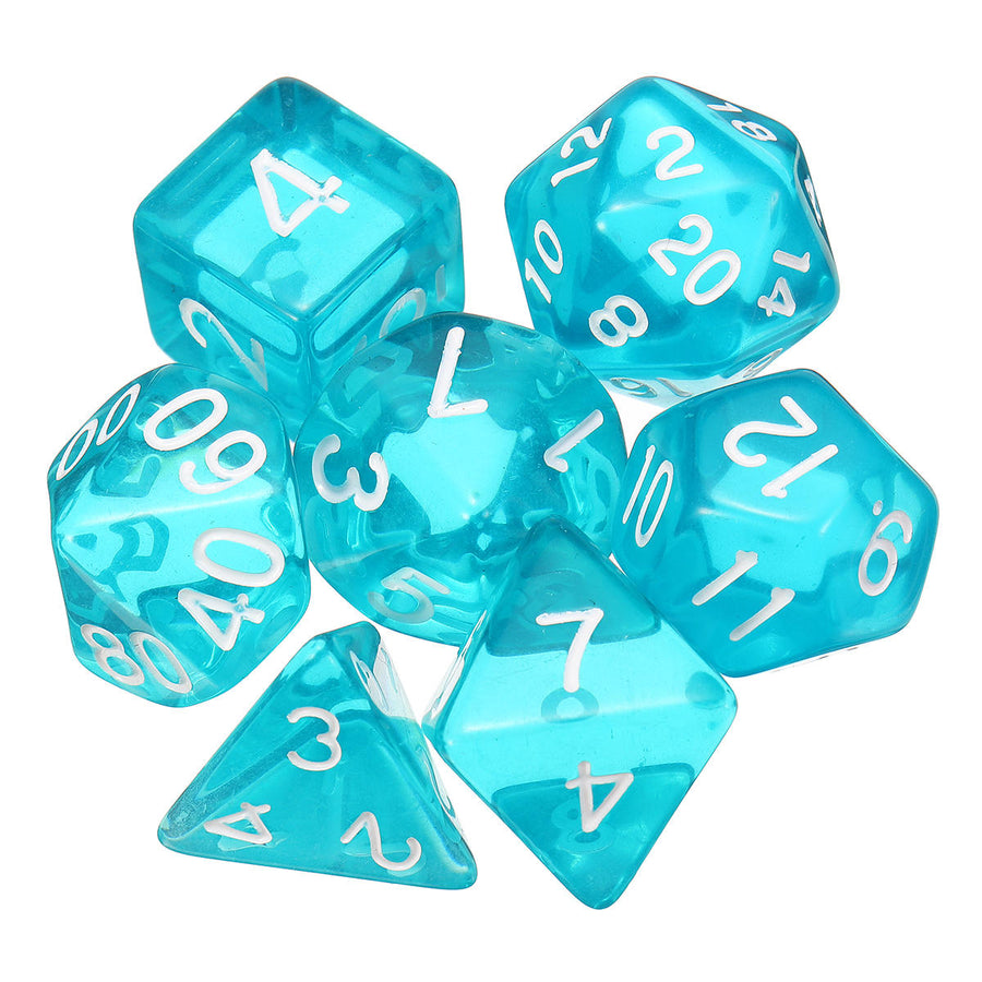 7 Pcs Dice Polyhedral Dices Set Translucent RPG Gadget Multisided Dice With Bag Image 1