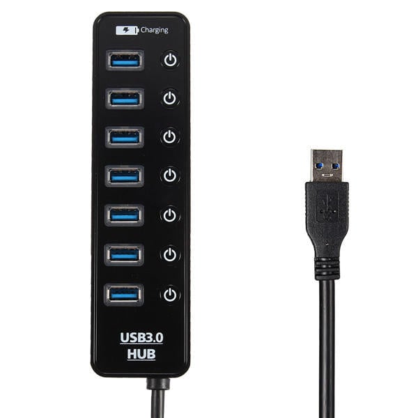 7 Ports USB 3.0 Hub Splitter LED Adapter Charging Port Switch Image 1