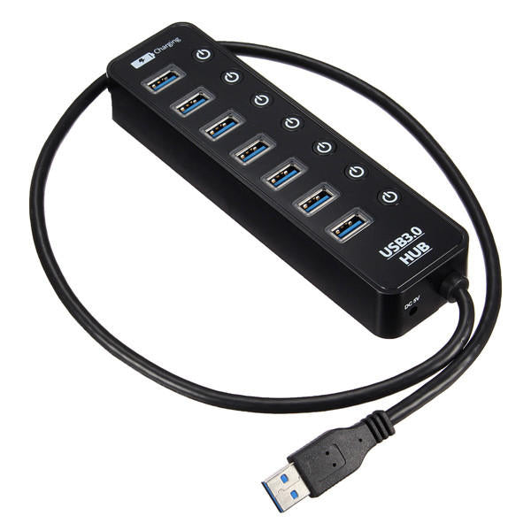 7 Ports USB 3.0 Hub Splitter LED Adapter Charging Port Switch Image 2