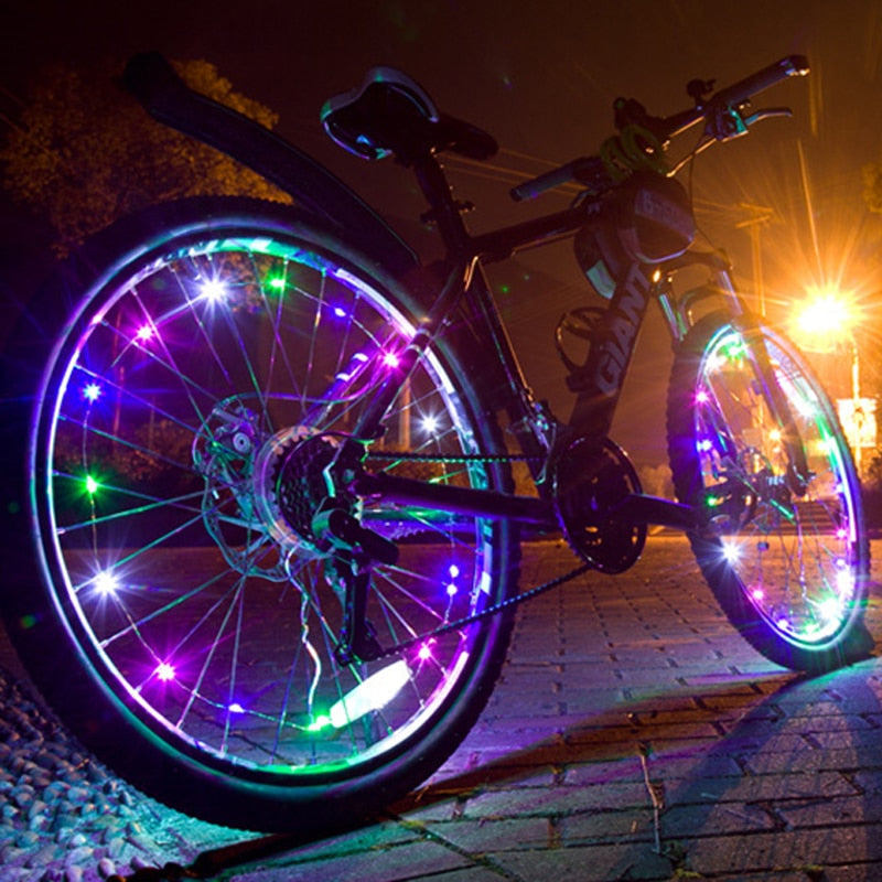 Bicycle Lights Mountain Bike Festoon Wheel String Light 2M 20 LED Cycling Spoke Wheel Lamp Bike Accessories Camp Night Image 2