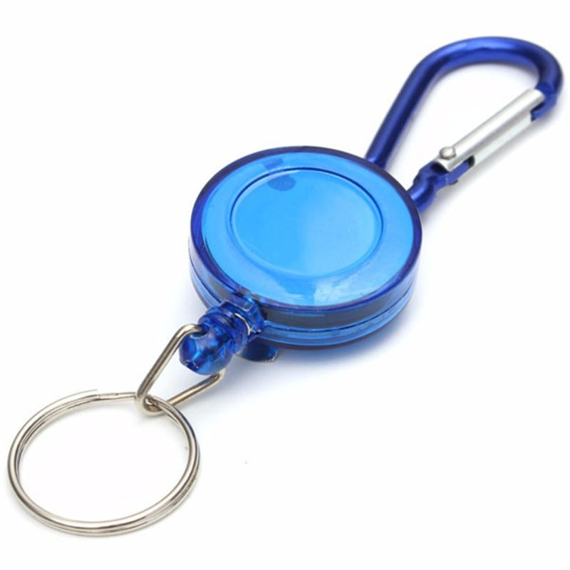 Badge Reel Telescopic Key Buckle Carabiner Recoil Retractable Holder Key Chain Blue Image 1