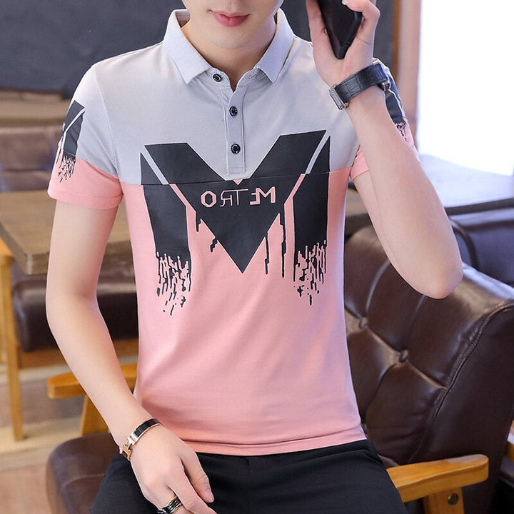 Cotton 2020 Short Sleeve T-shirt Mens  Summer Dress Youth Business Casual Lapel Upper Garment Body Image 4