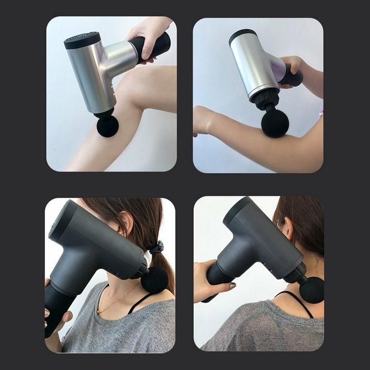 Electric Percussive Massager 4 Levels Muscle Vibrating Relaxing Pain Relief Therpy Device with 4 Massage Heads Image 8