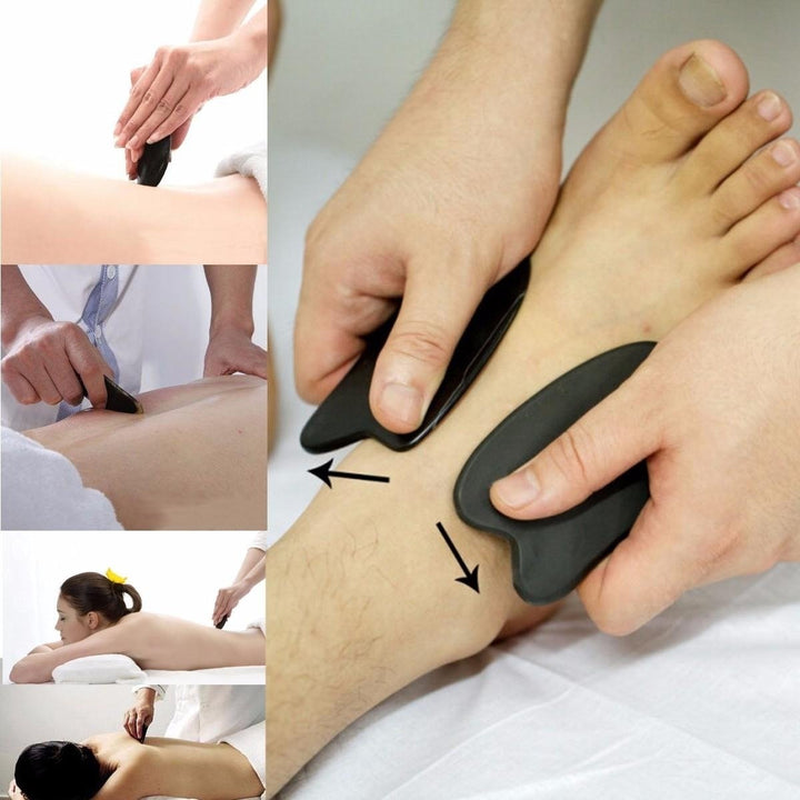 Gua Sha Massager Black Bian Stone Board Manual Scraping Tool Health Care Image 4