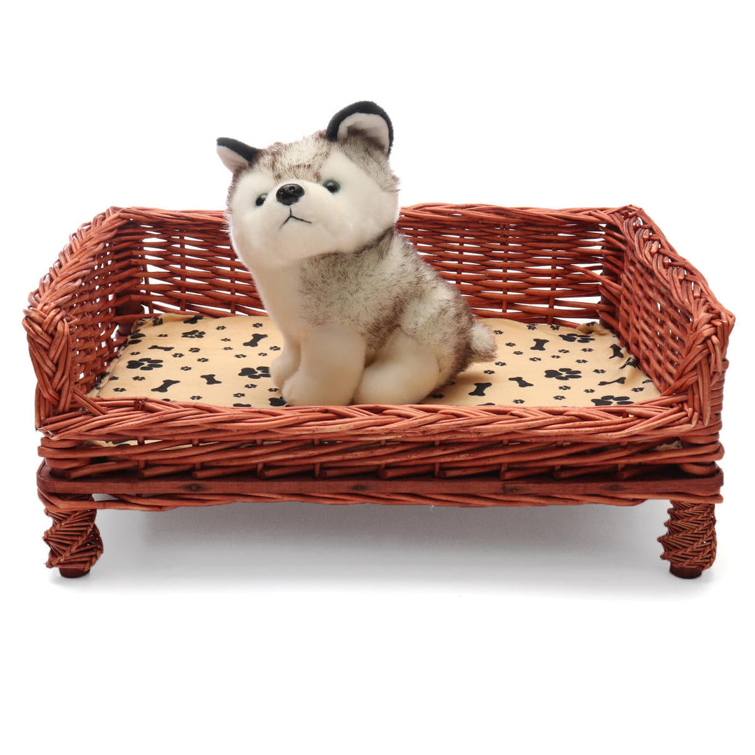 HAND WOVEN Wicker Pet Bed Dog Cat Basket Shabby Chic Sleeping Durable Washable DTTT Image 3