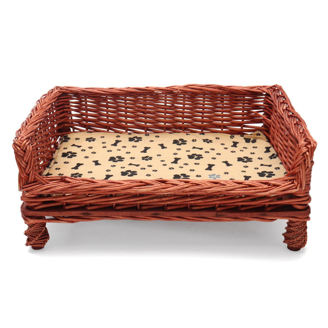 HAND WOVEN Wicker Pet Bed Dog Cat Basket Shabby Chic Sleeping Durable Washable DTTT Image 4