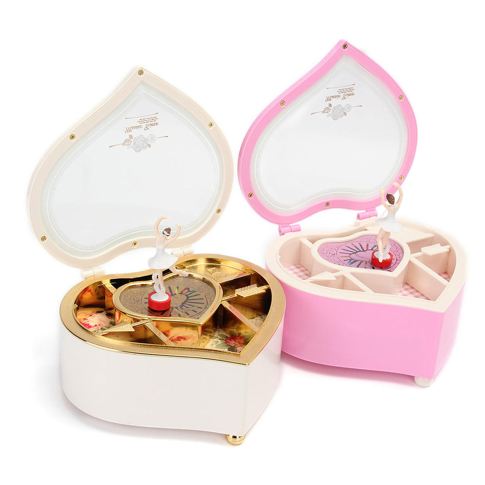 Kid Heart Shaped Jewellery Music Box Ballerina Xmas Toy Gift Image 2