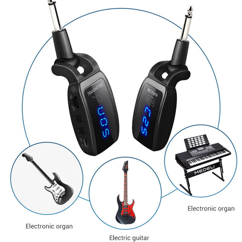 LED Display Wireless Guitar Bass Transmitter Receiver UHF System for Electric with 500mah Battery Image 2