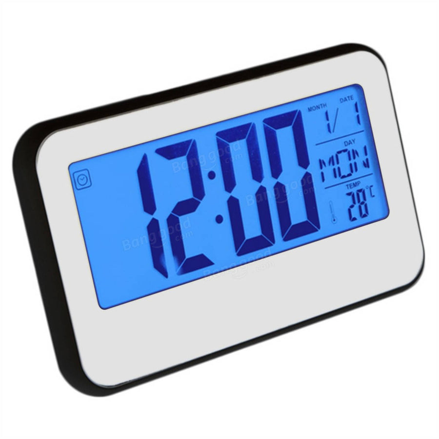 LCD Display Digital Alarm Clock Sound Controlled With Thermometer Backlight Snooze Image 1
