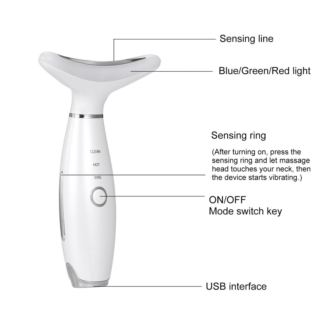 Led Photon Therapy Heating Neck Wrinkle Removal Massager Reduce Double Chin Skin Lifting Image 3