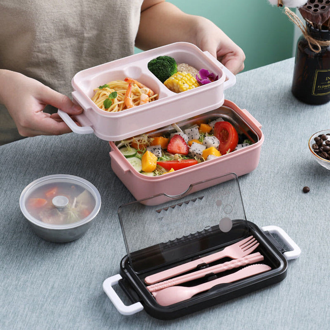Lunch Box Bento 2 Layers Food Storage Container 304 Stainless Steel Image 6