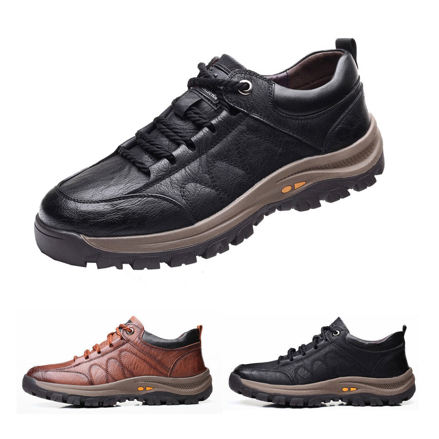 Mens Casual Leather Shoes Classic Outdoor Sports Hiking Shoes Trekking Mens Footwear Image 1