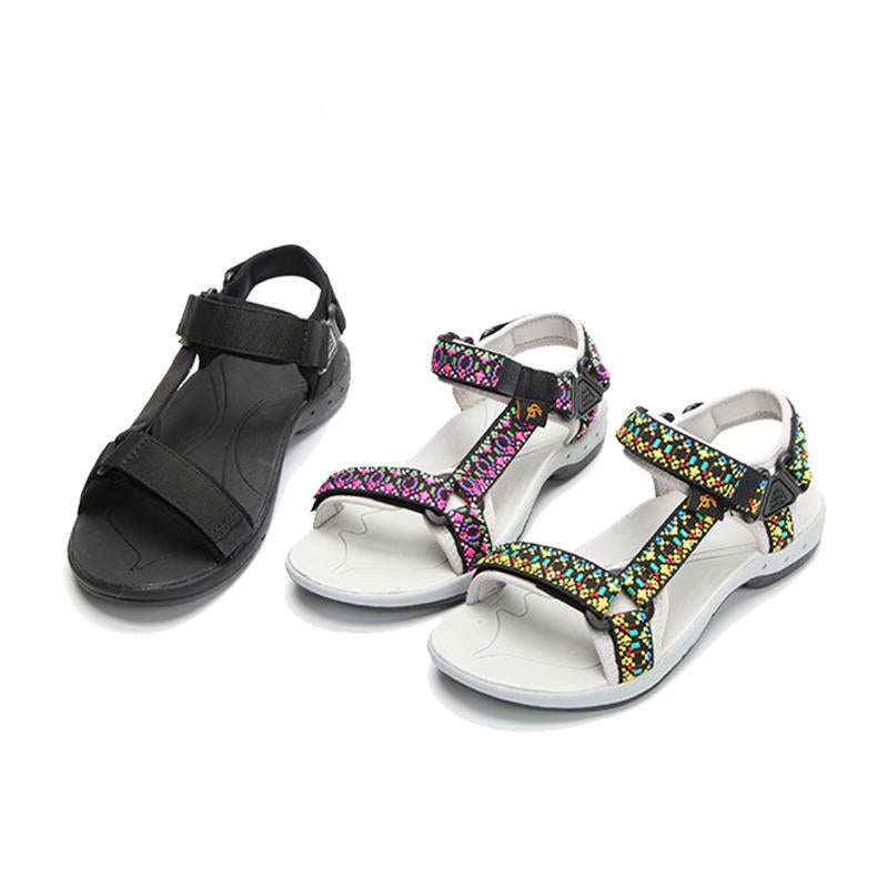 Men Sandals Ethnic Embroidery Jacquard Ribbon Flexible Non-slip Outdoor Summer Beach Sandals Image 1