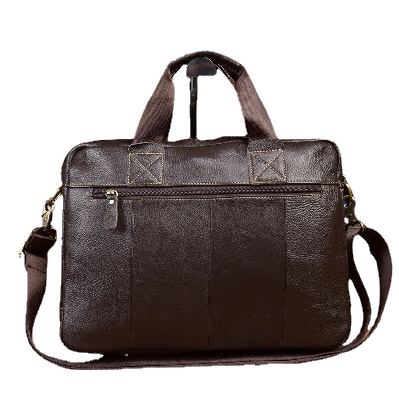 Mens Top Layer Pure Leather Shoulder Bag Casual Business Messenger Luggage Bag Image 2