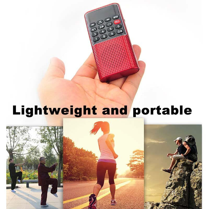 Mini FM Radio Portable Speaker Music Player with Headphone Jack Support Recording TF Card AUX Folders Play Image 2