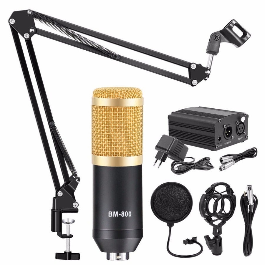 Microphone Kit Condenser Sound Recording Microphone With Phantom Power For Radio Braodcasting Singing Recording KTV Image 1