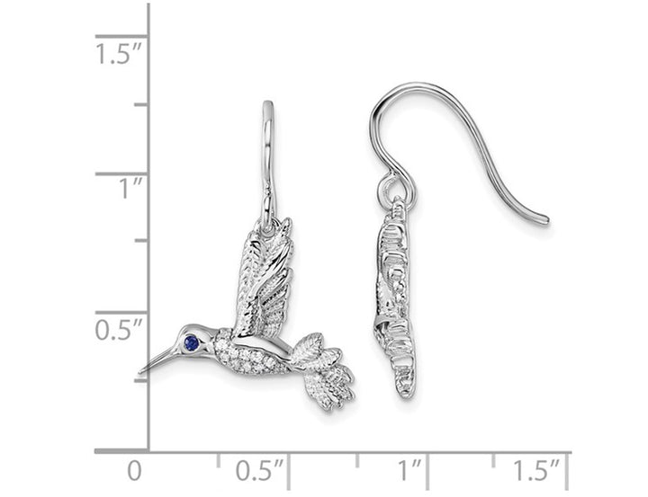 Sterling Silver Hummingbird Charm Earrings with Accent Diamonds Image 4