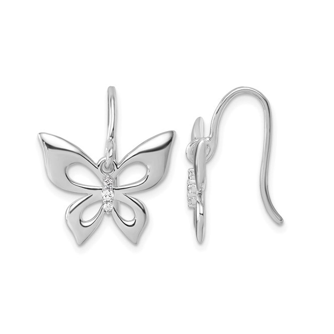 Sterling Silver Butterly Earrings with Accent Diamonds Image 1