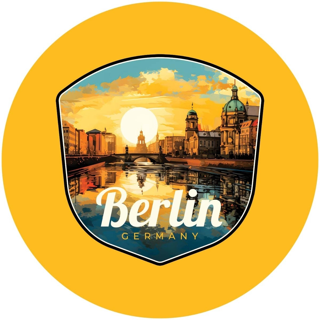 Berlin Germany Design C Souvenir Round Vinyl Decal Sticker Image 1