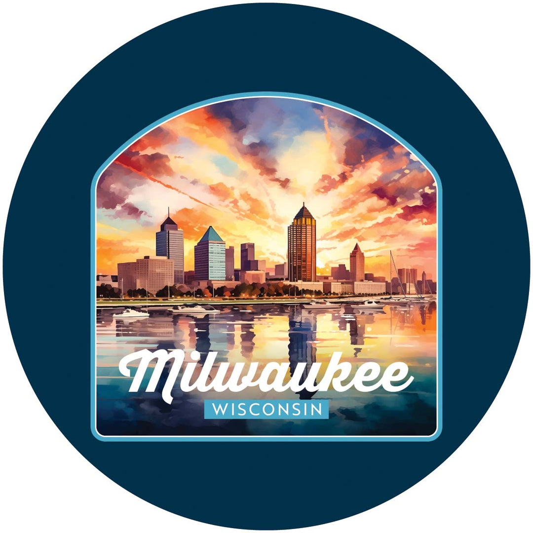 Milwaukee Wisconsin Design A Souvenir Round Vinyl Decal Sticker Image 1