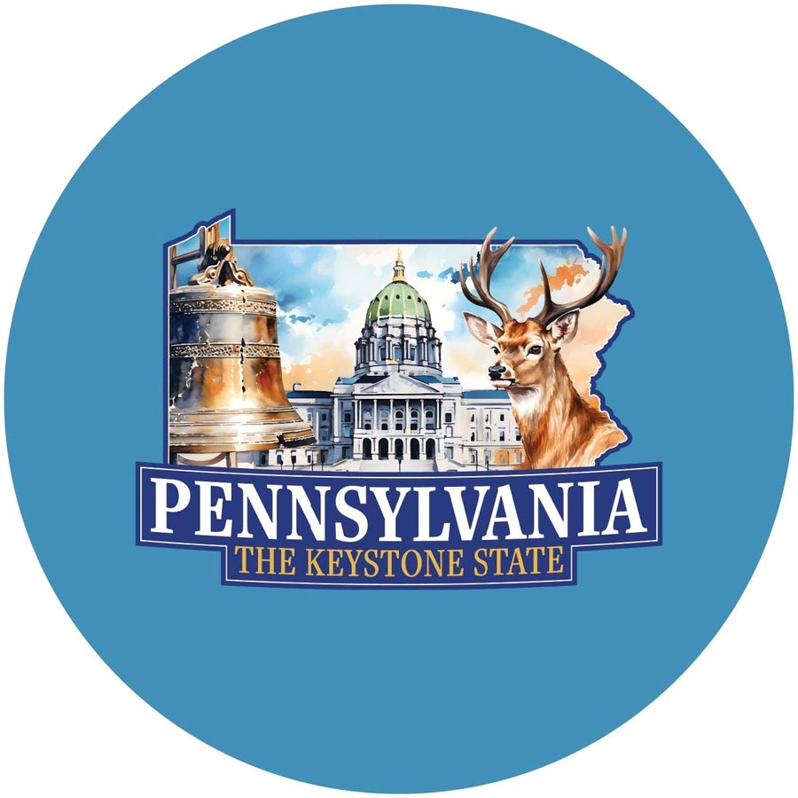 Pennsylvania Design D Souvenir Round Vinyl Decal Sticker Image 1