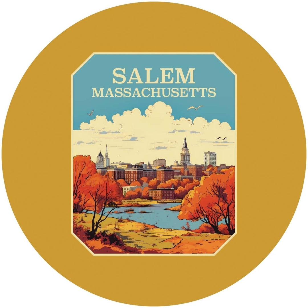 Salem Massachusettes Design A Souvenir Round Vinyl Decal Sticker Image 1