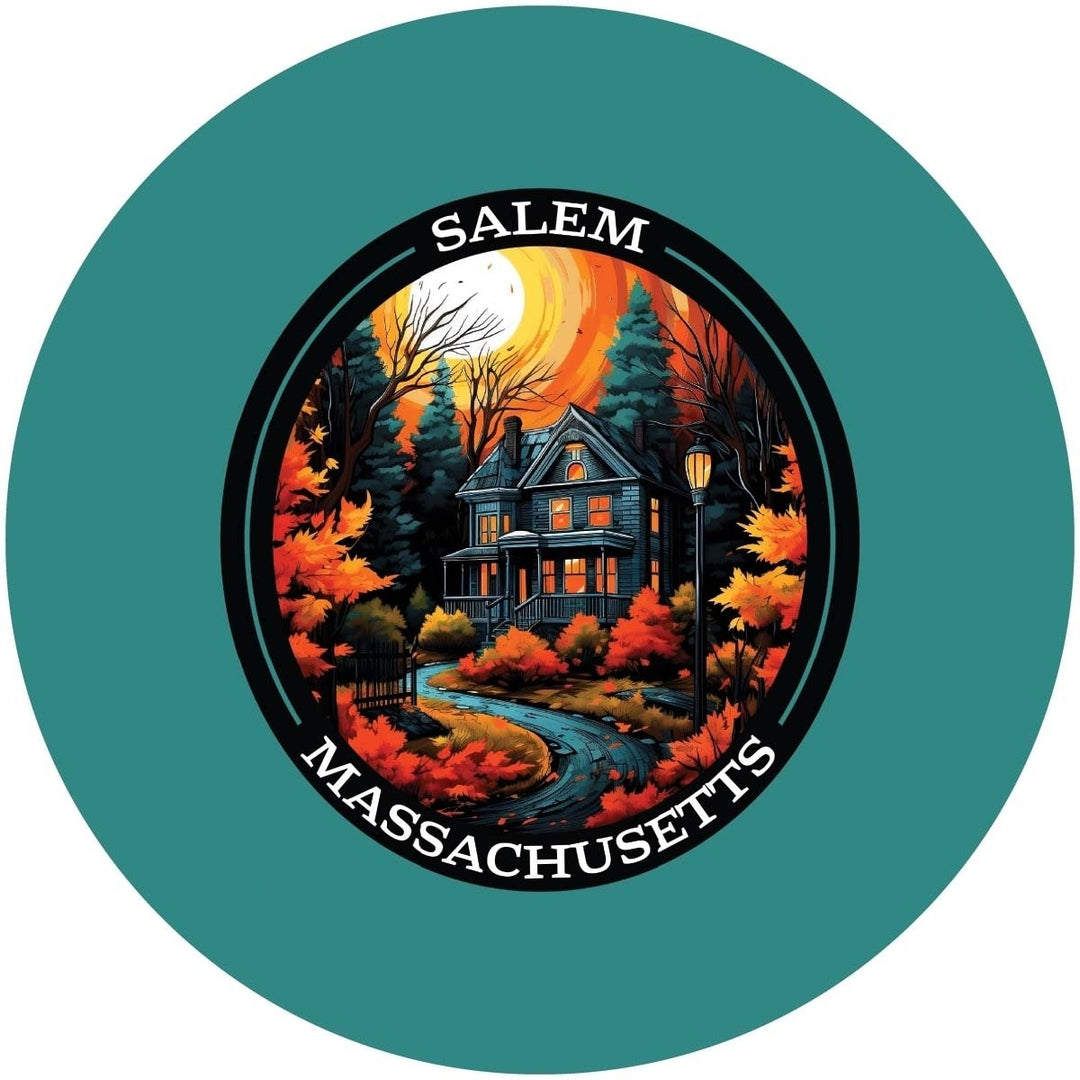 Salem Massachussettes Design B Souvenir Round Vinyl Decal Sticker Image 1