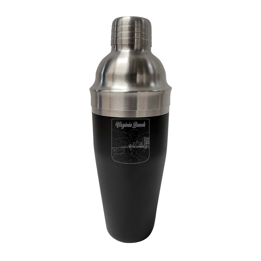 Virginia Beach Virginia Souvenir 24 oz Engraved Stainless Steel Cocktail Shaker Image 1