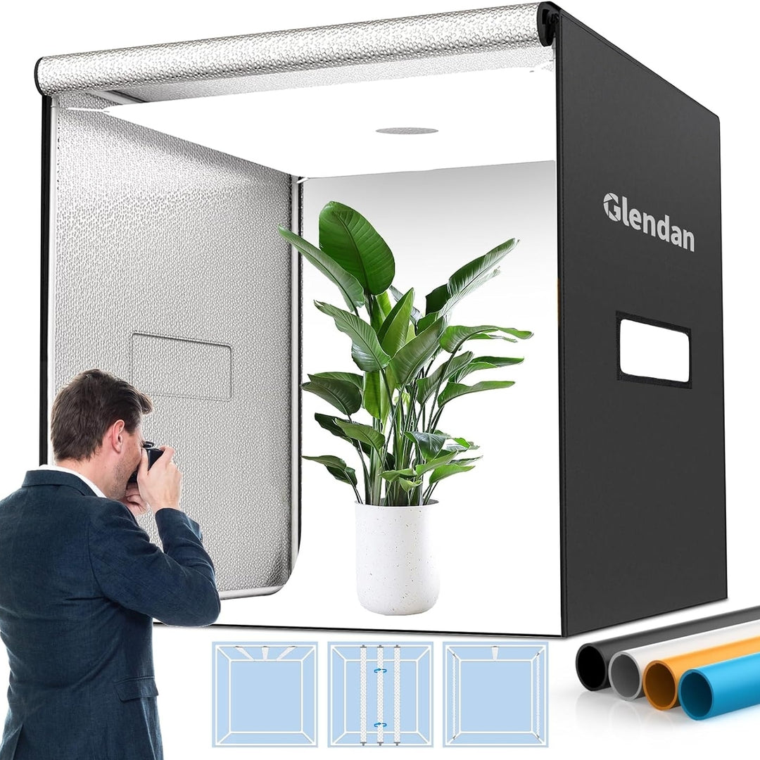 Glendan 40"x40" Light Box Photography Large Photo Light Box with 3 Light Panels 594 LED Beads CRI >95 Professional Photo Image 1