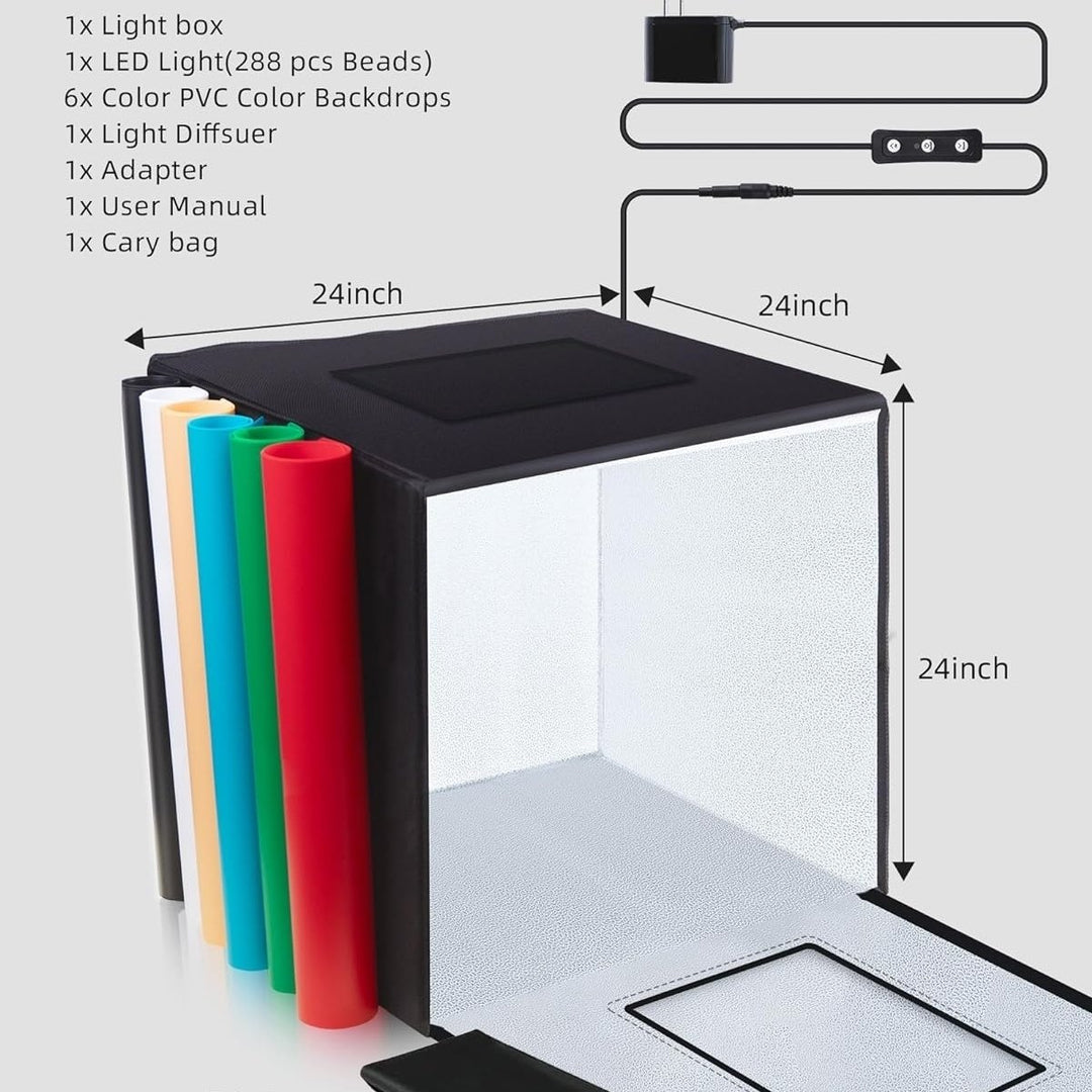 Glendan 24"x24" Light Box Photography Large Photo Light Box with 288 LED Beads CRI >95 Professional Portable Photo Booth Image 4