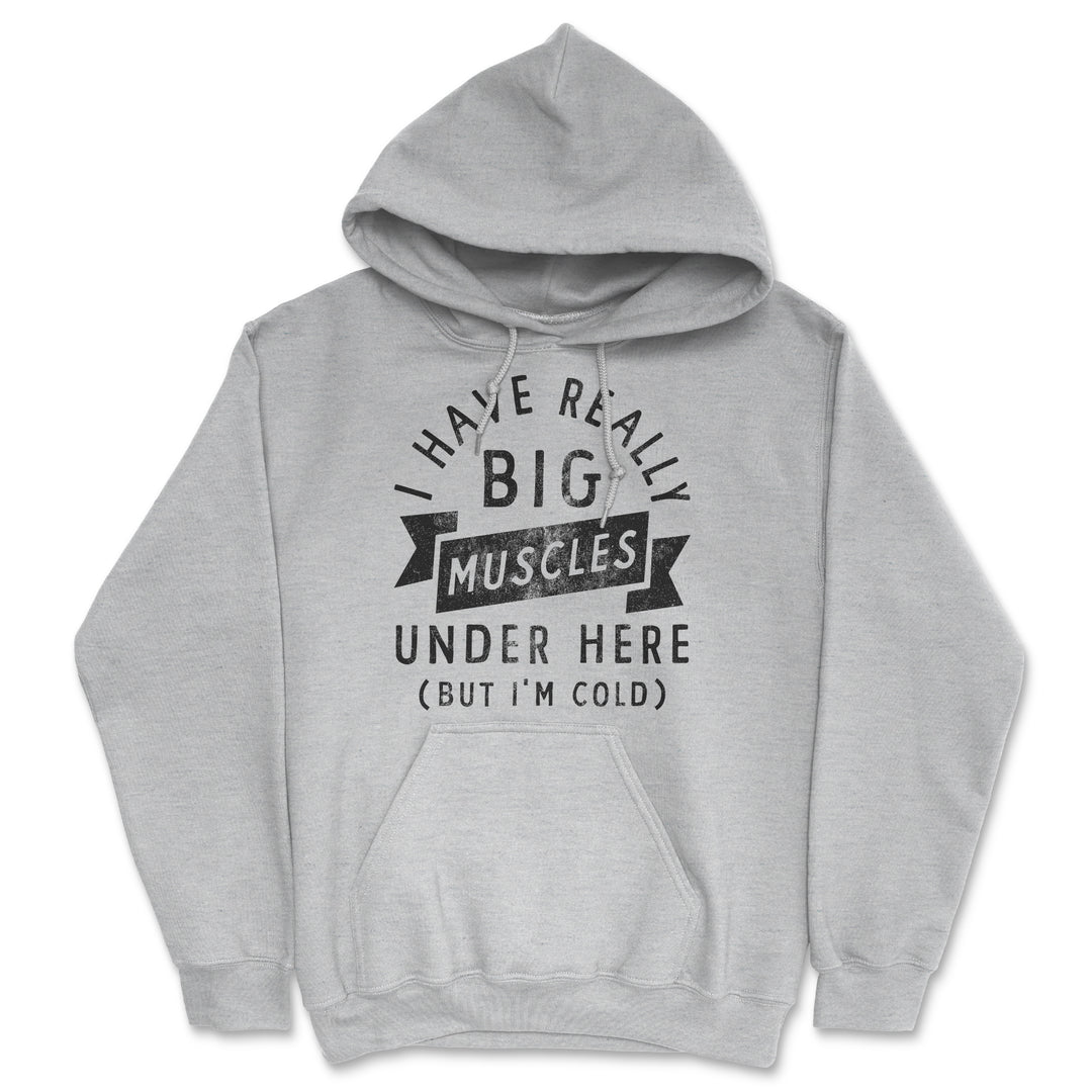 I Have Really Big Muscles Under Here But Im Cold Unisex Hoodie Funny Fitness Joke Novelty Sweatshirt Image 1