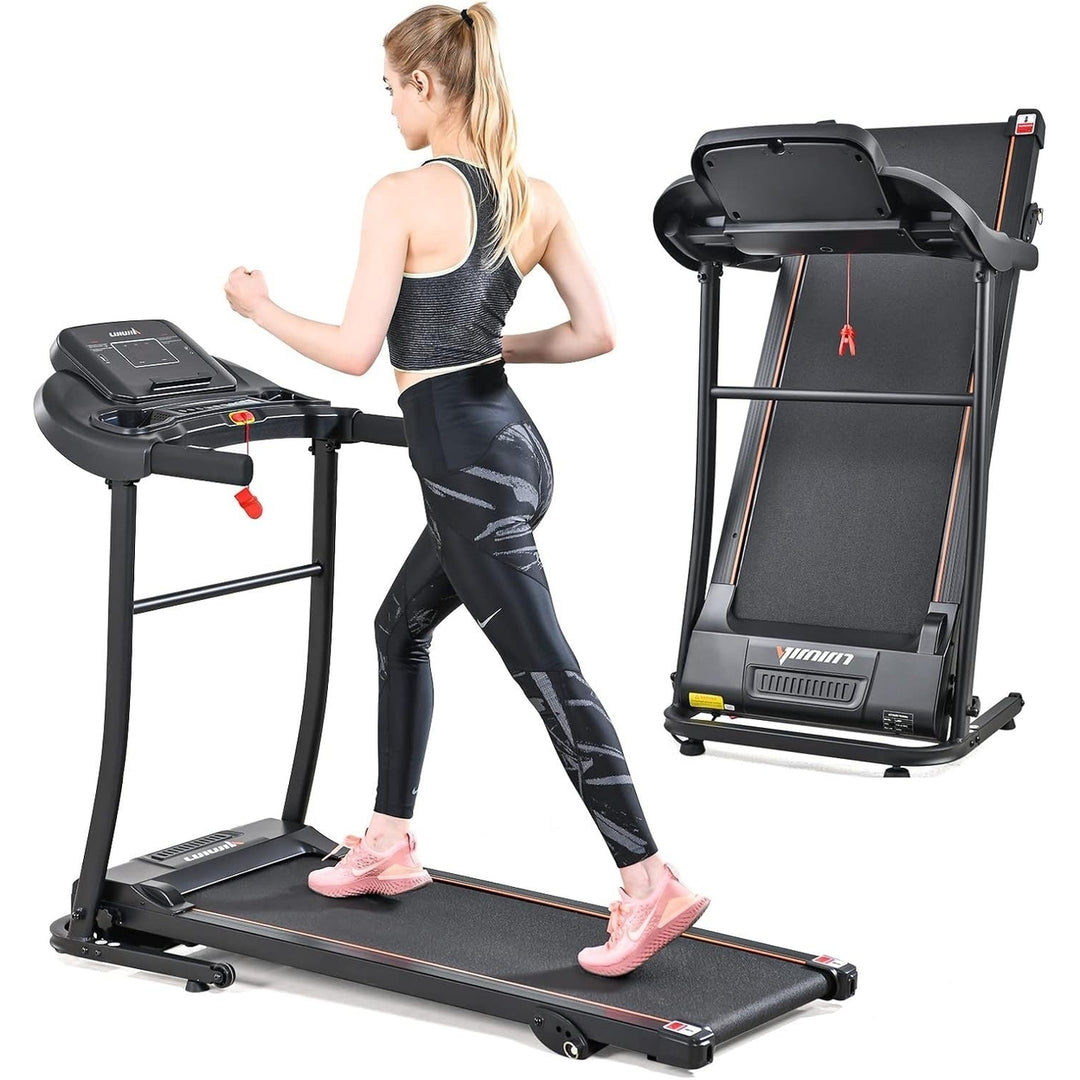 Premium Folding Incline Treadmill One-Touch Speed ButtonsShock AbsorptionOptional Bluetooth with Exclusive Zwift App Image 1