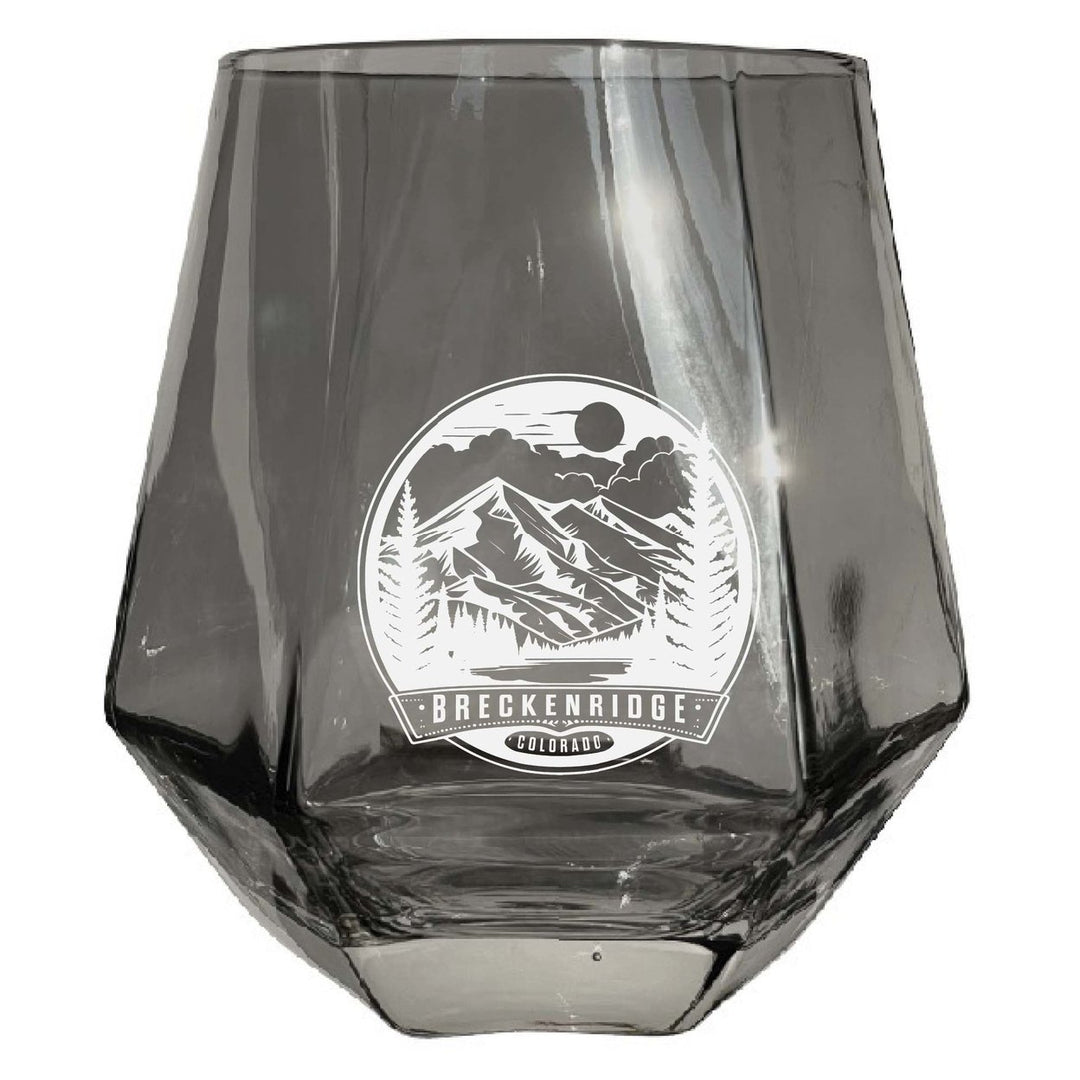 Brekenridge Colorado Souvenir Stemless Diamond Wine Glass Engraved 15 oz Image 3