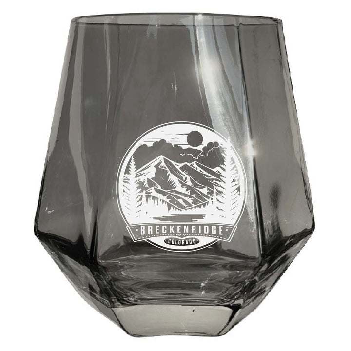 Brekenridge Colorado Souvenir Stemless Diamond Wine Glass Engraved 15 oz Image 1