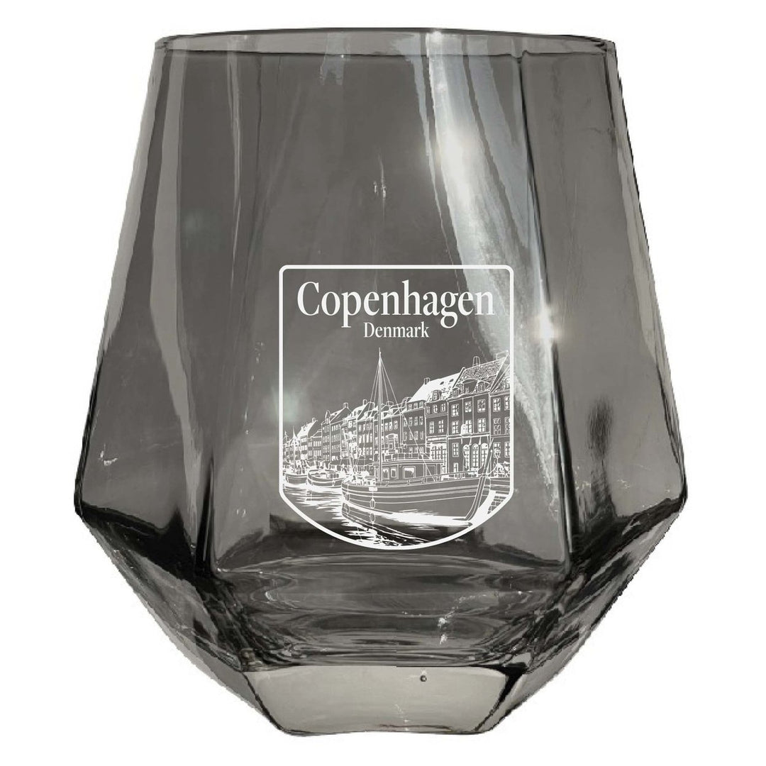 Copenhagen Denmark Souvenir Stemless Diamond Wine Glass Engraved 15 oz Image 2