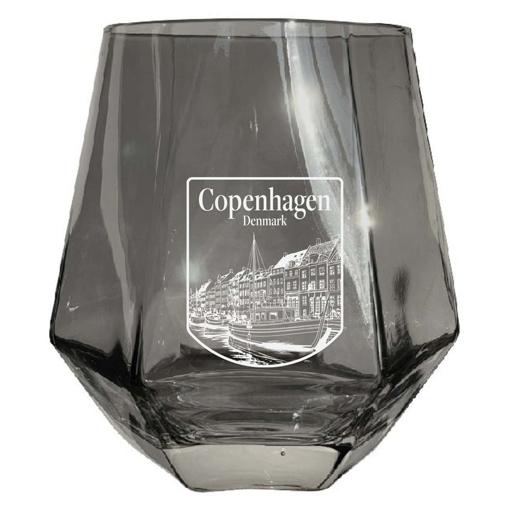 Copenhagen Denmark Souvenir Stemless Diamond Wine Glass Engraved 15 oz Image 1