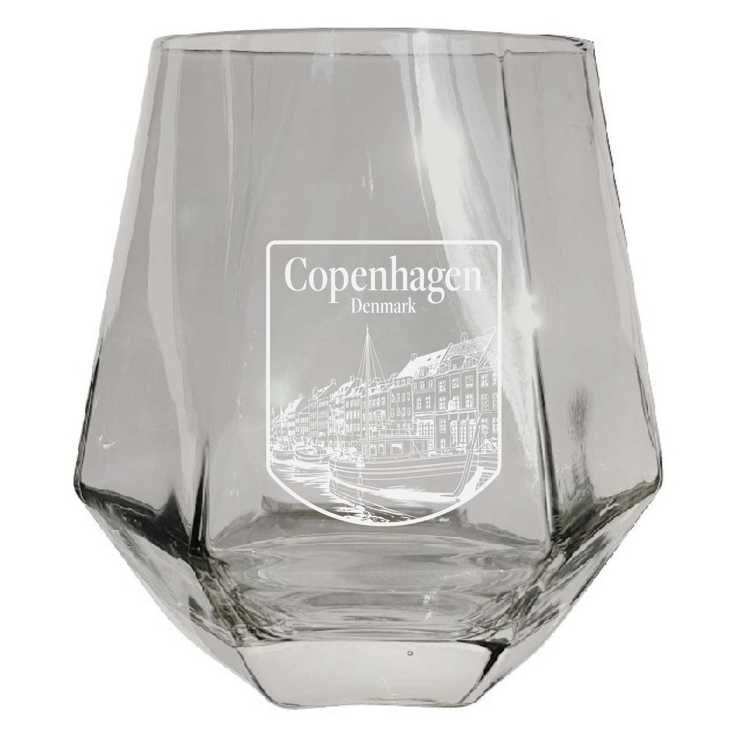 Copenhagen Denmark Souvenir Stemless Diamond Wine Glass Engraved 15 oz Image 3