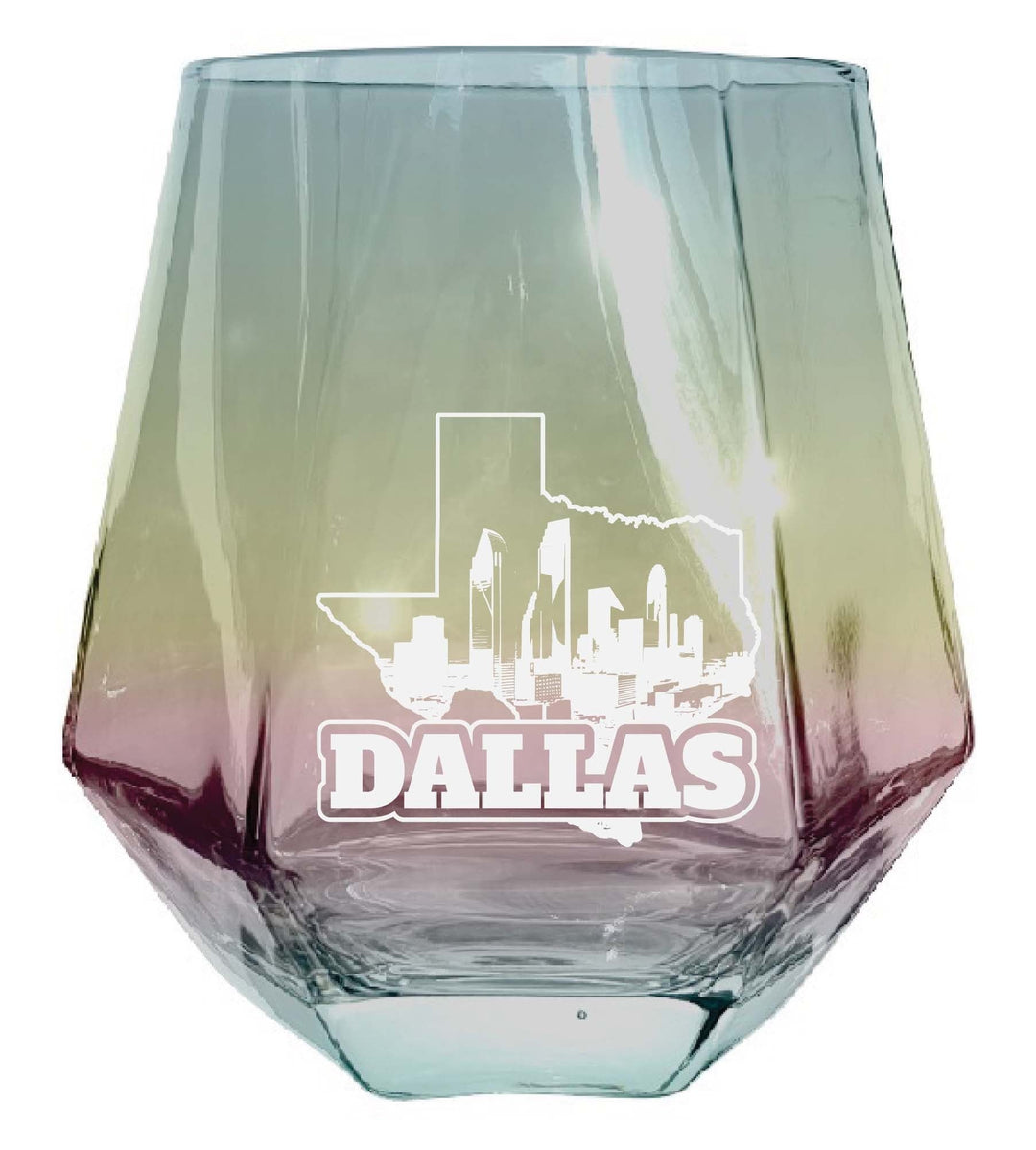 Dallas Texas Souvenir Stemless Diamond Wine Glass Engraved 15 oz Image 1