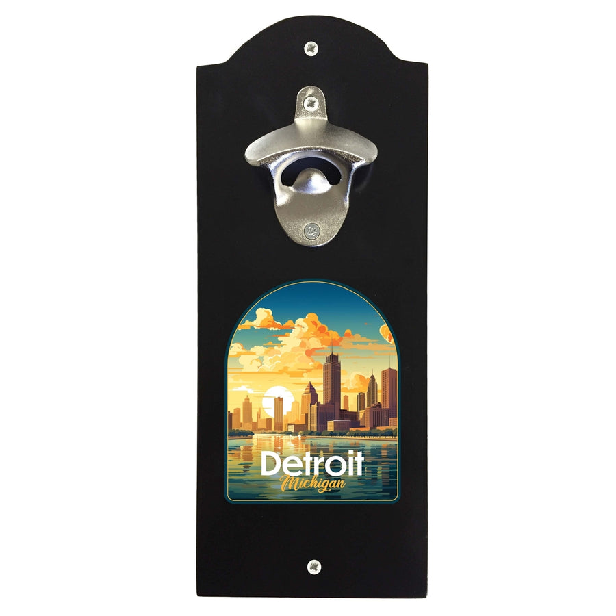 Detroit Michigan Design B Souvenir Wall mounted bottle opener Image 1