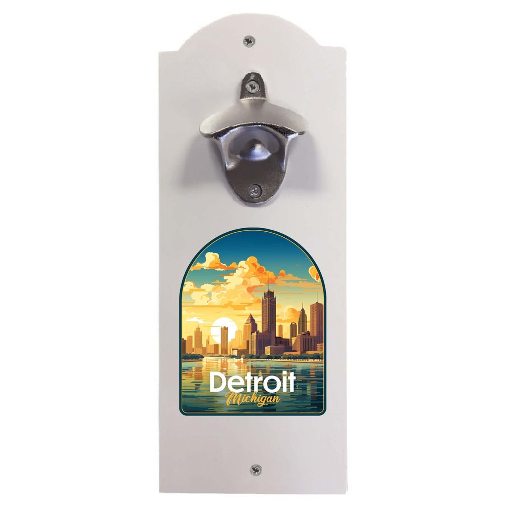 Detroit Michigan Design B Souvenir Wall mounted bottle opener Image 2